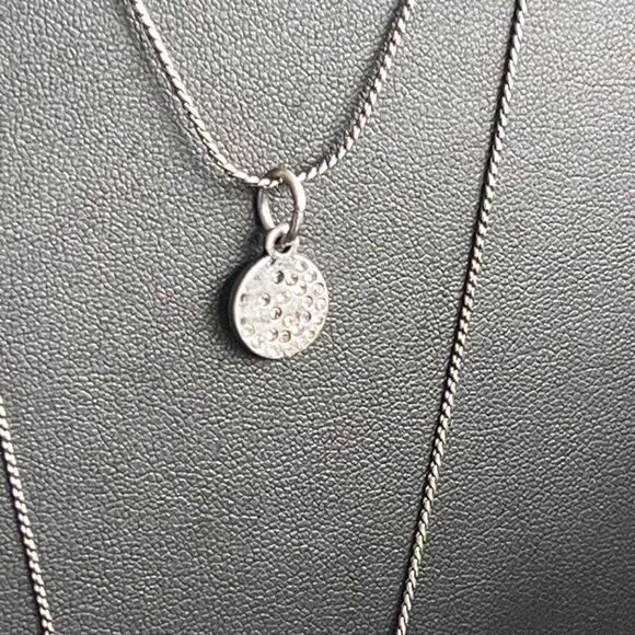 Antiqued Silver Layered Swarovski Crystals Statement Layered Pendant Necklace - Picture 6 of 8